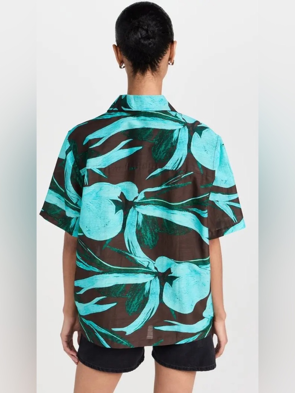 LOUISA BALLOU Weekend Shirt in Turquoise Flower Size Small VGUC - Picture 3 of 7